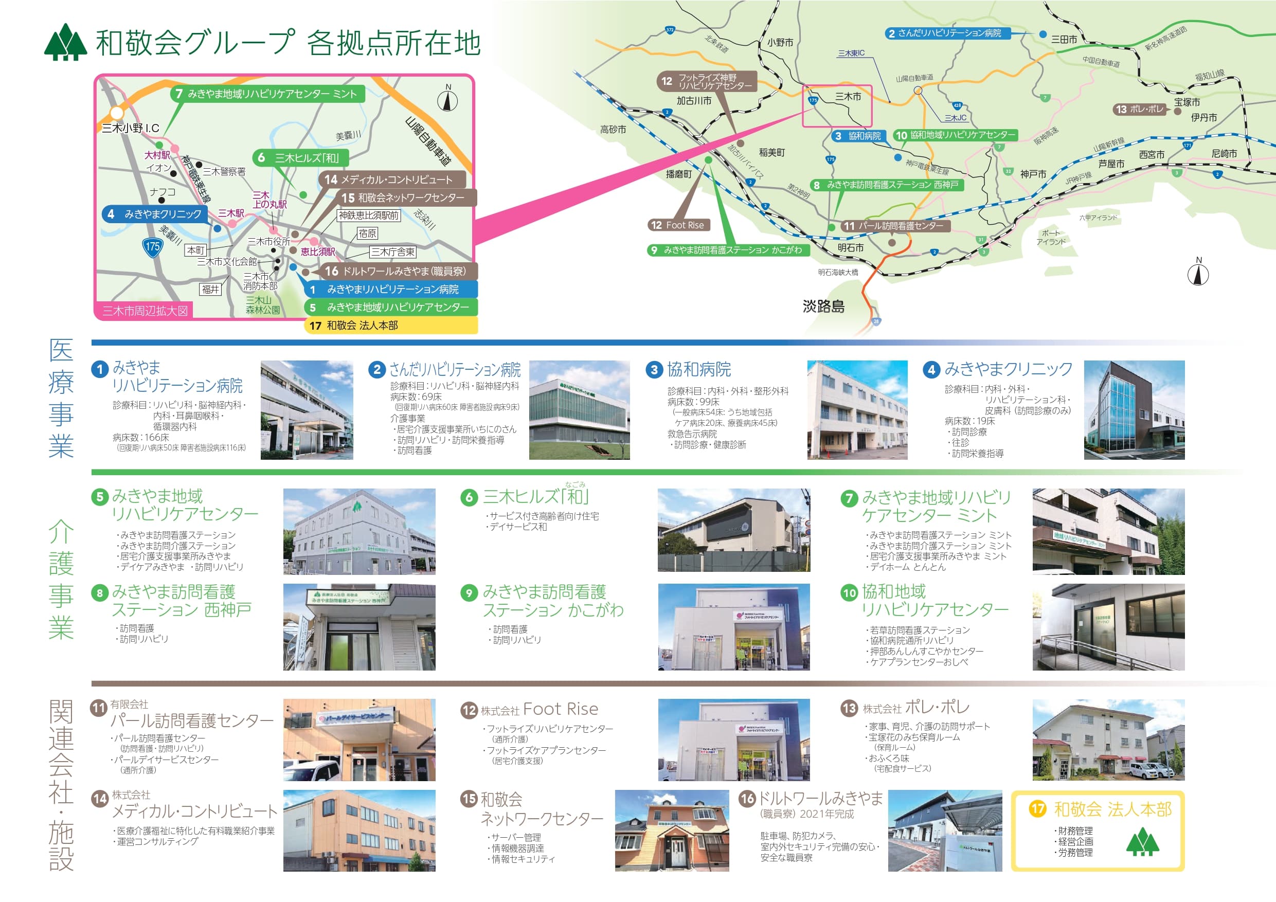 和敬会グループ各拠点所在地　兵庫県地図